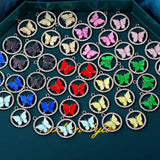 Acrylic Butterfly Pendant Round Rhinestone Frame 10Pcs/lot DIY Earring Findings