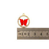 Acrylic Butterfly Pendant Round Rhinestone Frame 10Pcs/lot DIY Earring Findings