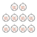 Acrylic Butterfly Pendant Round Rhinestone Frame 10Pcs/lot DIY Earring Findings