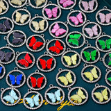 Acrylic Butterfly Pendant Round Rhinestone Frame 10Pcs/lot DIY Earring Findings