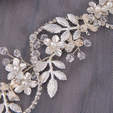 Silver Metal Flower Leaf Tiara Crown for Bride Wedding