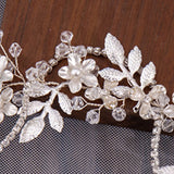 Silver Metal Flower Leaf Tiara Crown for Bride Wedding