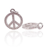 Silver Micro Pave Zircon Peace Symbol DIY Charms Pendants 2PCS