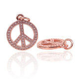 Silver Micro Pave Zircon Peace Symbol DIY Charms Pendants 2PCS