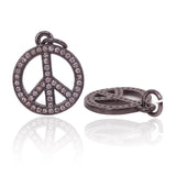 Silver Micro Pave Zircon Peace Symbol DIY Charms Pendants 2PCS