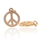 Silver Micro Pave Zircon Peace Symbol DIY Charms Pendants 2PCS