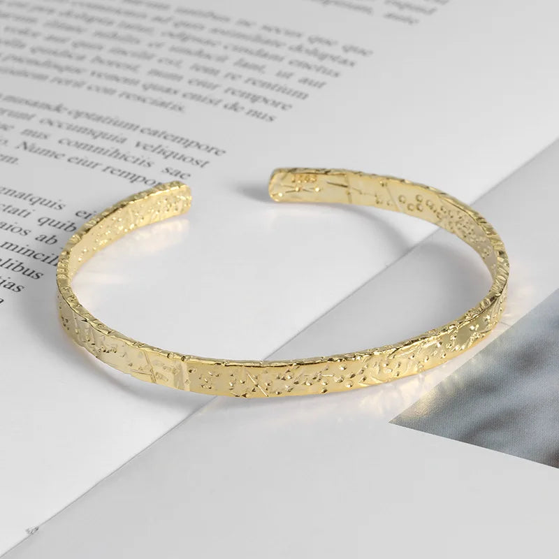 Silver Minimalist Irregular Bangle Bracelet for Women Men
