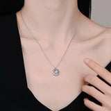 Silver Moon Zircon Pendant Necklace Clavicle Chain Jewelry