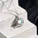 Silver Moon Zircon Pendant Necklace Clavicle Chain Jewelry