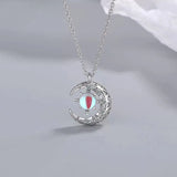 Silver Moon Zircon Pendant Necklace Clavicle Chain Jewelry