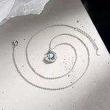 Silver Moon Zircon Pendant Necklace Clavicle Chain Jewelry
