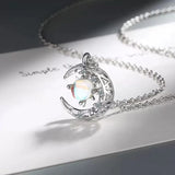 Silver Moon Zircon Pendant Necklace Clavicle Chain Jewelry