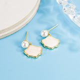 Silver Mother-of-pearl Stud Earrings Lovely Cloud Earring French Retro Jewelry