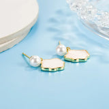 Silver Mother-of-pearl Stud Earrings Lovely Cloud Earring French Retro Jewelry