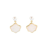Silver Mother-of-pearl Stud Earrings Lovely Cloud Earring French Retro Jewelry
