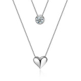 Double Layer Zircon Heart Pendants Necklace Women Choker Collares