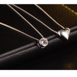 Double Layer Zircon Heart Pendants Necklace Women Choker Collares