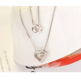 Double Layer Zircon Heart Pendants Necklace Women Choker Collares