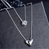Double Layer Zircon Heart Pendants Necklace Women Choker Collares