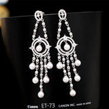 Silver Needle Tassel Earrings High Cubic Zircon Fine Jewelry