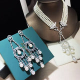 Silver Needle Tassel Earrings High Cubic Zircon Fine Jewelry