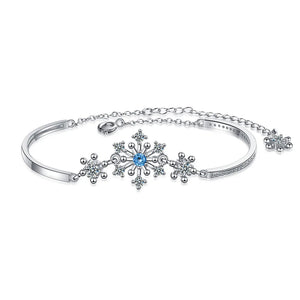 Vintage Silver Snowflake Bracelet Flash Jewelry Crystal Wedding Gift