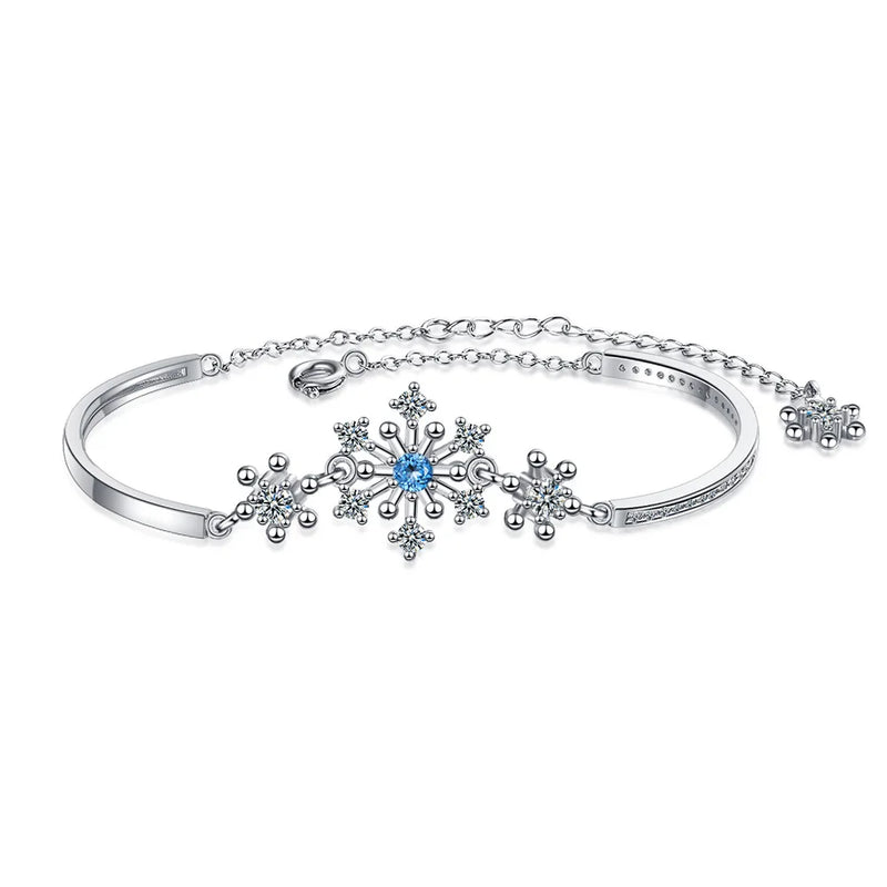 Vintage Silver Snowflake Bracelet Flash Jewelry Crystal Wedding Gift