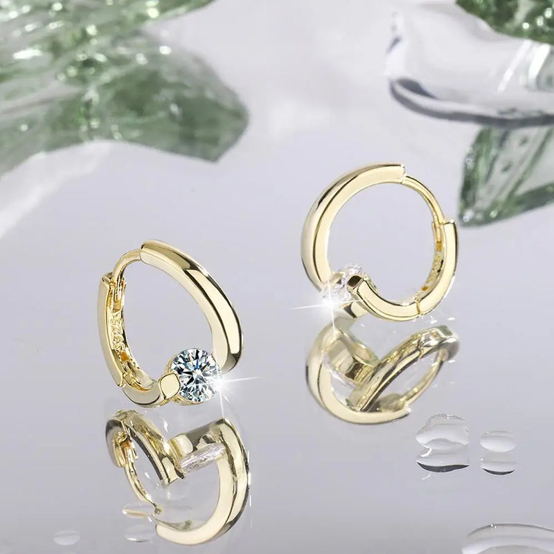 Silver High Zircon Crystal Stud Earring