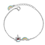 Silver Opal Rainbow Unicorn Charm Bracelet