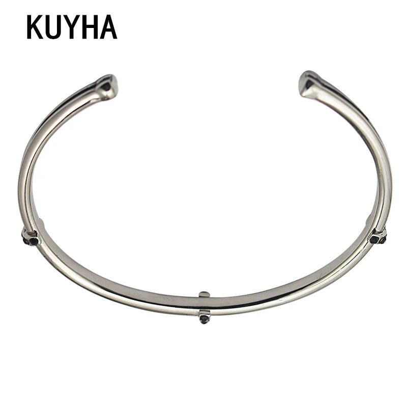 Silver Open Bracelet Bangle Cuff Stainless Steel Jewelry