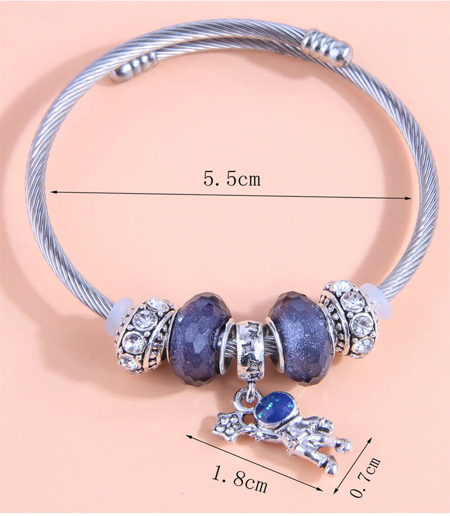 Silver Crystal Charm Bracelet for Women