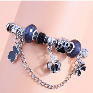 Silver Crystal Charm Bracelet for Women