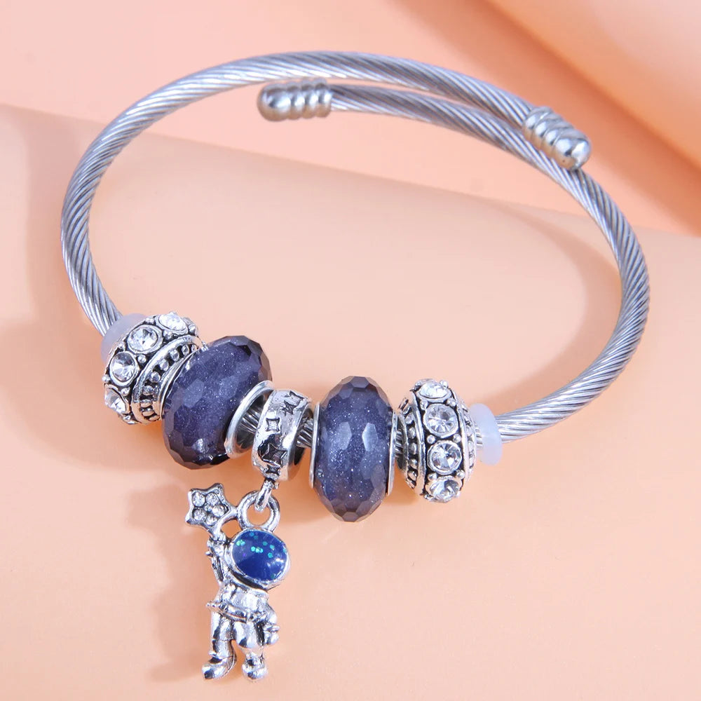 Silver Crystal Charm Bracelet for Women