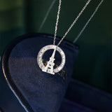 Eiffel Tower Pendant Necklace Zircon Sweater Short Chain Jewelry