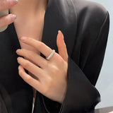 Silver Zircon Square Ring for Women Wedding Gift Jewelry