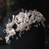 Silver Pearl Crystal Hairband Tiara Headbands Bridal Hair Jewelry