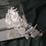 Silver Pearl Crystal Hairband Tiara Headbands Bridal Hair Jewelry