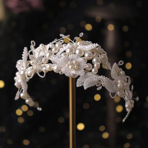 Silver Pearl Crystal Hairband Tiara Headbands Bridal Hair Jewelry