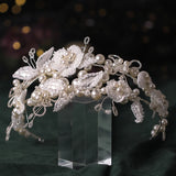 Silver Pearl Crystal Hairband Tiara Headbands Bridal Hair Jewelry