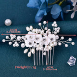Silver Pearl Crystal Wedding Hair Combs Bridal Flower Headpiece Hair Accessories