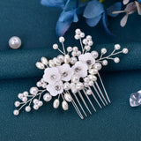 Silver Pearl Crystal Wedding Hair Combs Bridal Flower Headpiece Hair Accessories