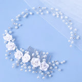 Silver Pearl Crystal Wedding Hair Comb Bride's Hair Ornament