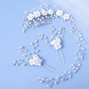 Silver Pearl Crystal Wedding Hair Comb Bride's Hair Ornament