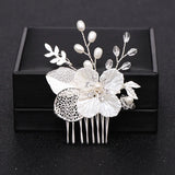 Silver Pearl Crystal Wedding Hair Combs Bridal Headpiece