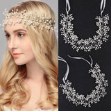 Silver Pearl Flower Hair Vine Band Tiara Headband Bride Wedding Hair Accessories