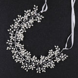 Silver Pearl Flower Hair Vine Band Tiara Headband Bride Wedding Hair Accessories