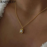 Silver Pearl Geometric Necklace Clavicle Chain
