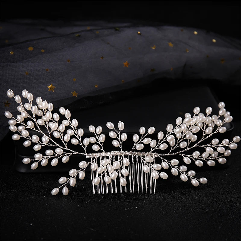 Silver Pearl Hair Comb Pin Band Headband Tiara Bride Party Wedding