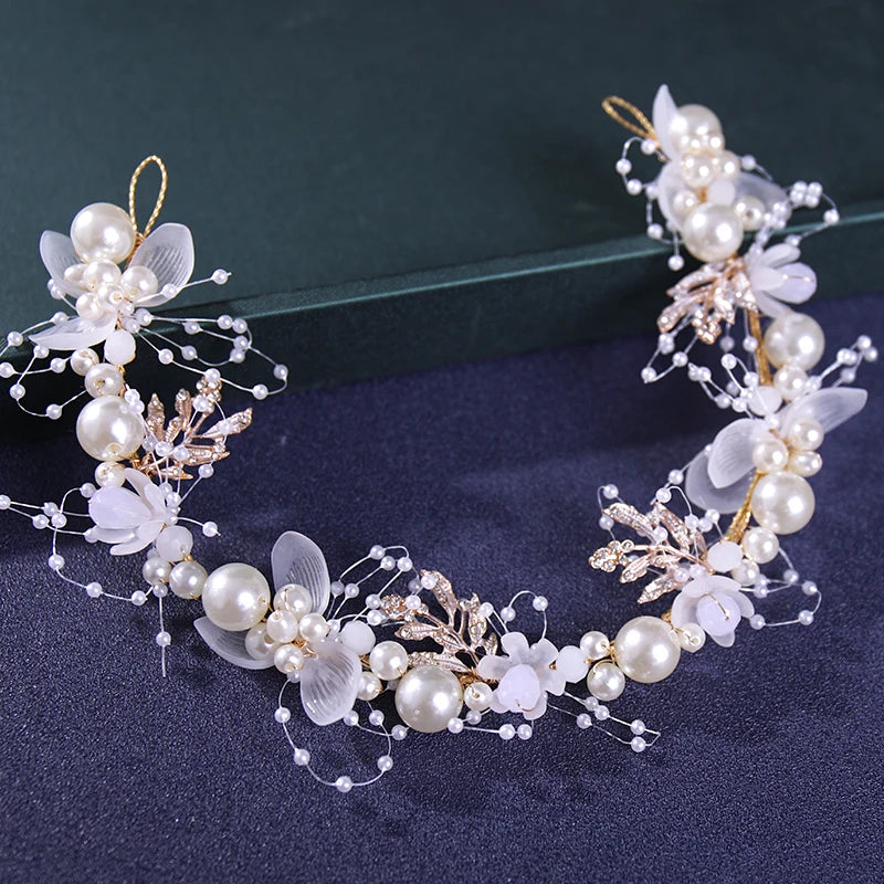 Silver Pearl Rhinestone Headband Tiara Hairband Wedding Hair Accessories