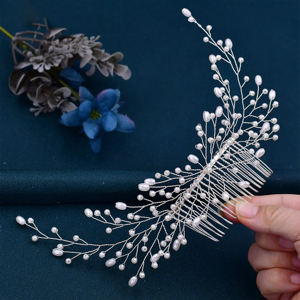 Silver Pearl Wedding Hair Combs Bridal Headpiece